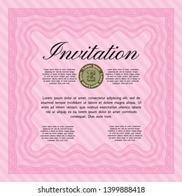 Pink Formal invitation template. Customizable, Easy to edit and change colors. Printer friendly. Money design. 