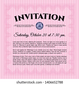 Pink Formal invitation template. Customizable, Easy to edit and change colors. Easy to print. Sophisticated design. 
