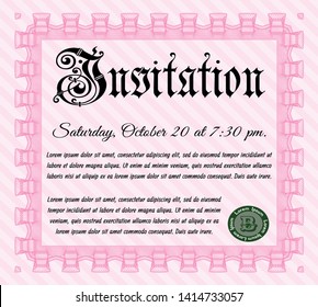 Pink Formal invitation template. Customizable, Easy to edit and change colors. With quality background. Excellent design. 
