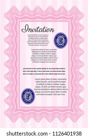 Pink Formal invitation template. Easy to print. Customizable, Easy to edit and change colors. Modern design. 