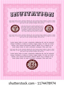 Pink Formal invitation template. Easy to print. Customizable, Easy to edit and change colors. Perfect design. 