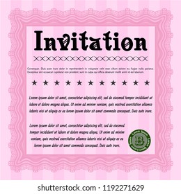 Pink Formal invitation template. Easy to print. Customizable, Easy to edit and change colors. Artistry design. 
