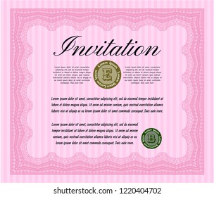 Pink Formal invitation template. Easy to print. Customizable, Easy to edit and change colors. Beauty design. 