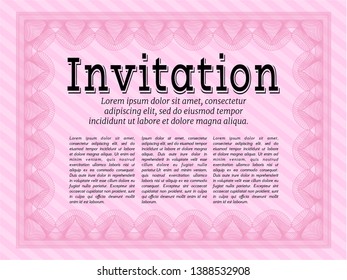 Pink Formal invitation template. Easy to print. Customizable, Easy to edit and change colors. Modern design. 