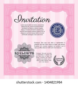 Pink Formal invitation template. Easy to print. Sophisticated design. Customizable, Easy to edit and change colors. 
