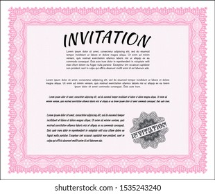Pink Formal invitation template. Easy to print. Sophisticated design. Vector illustration. 