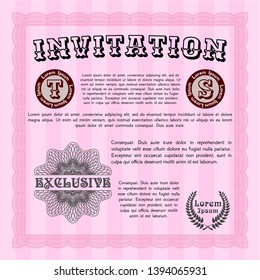 Pink Formal invitation template. Elegant design. With quality background. Customizable, Easy to edit and change colors. 