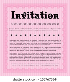 Pink Formal invitation template. Elegant design. With complex linear background. Customizable, Easy to edit and change colors. 