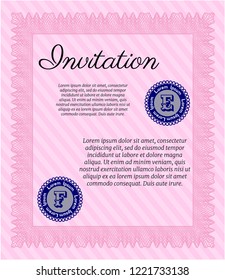 Pink Formal invitation template. Excellent design. Customizable, Easy to edit and change colors. Complex background. 