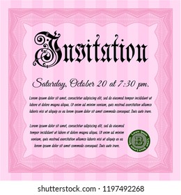 Pink Formal invitation template. Good design. Easy to print. Customizable, Easy to edit and change colors. 