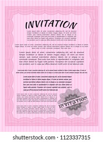 Pink Formal invitation template. Money style design. With quality background. Customizable, Easy to edit and change colors. 