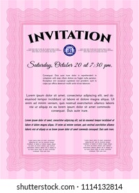Pink Formal invitation template. Perfect design. Complex background. Customizable, Easy to edit and change colors. 