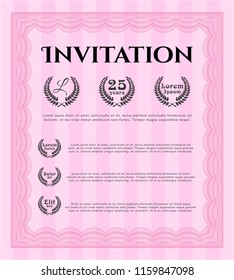 Pink Formal invitation template. Perfect design. Customizable, Easy to edit and change colors. With great quality guilloche pattern. 