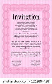 Pink Formal invitation template. Perfect design. Customizable, Easy to edit and change colors. With complex background. 