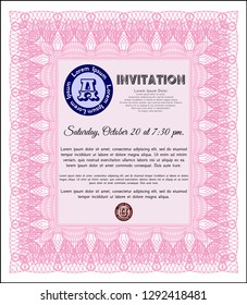 Pink Formal invitation template. Perfect design. Customizable, Easy to edit and change colors. Printer friendly. 