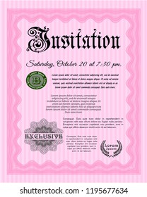 Pink Formal invitation template. With quality background. Customizable, Easy to edit and change colors. Sophisticated design. 