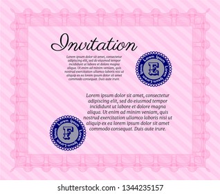 Pink Formal invitation template. With quality background. Customizable, Easy to edit and change colors. Sophisticated design. 