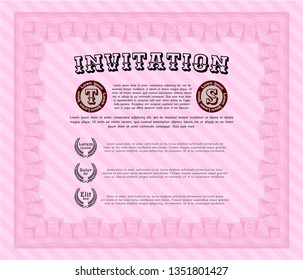 Pink Formal invitation template. With quality background. Customizable, Easy to edit and change colors. Money style design. 