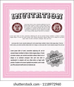 Pink Formal invitation template. Sophisticated design. Customizable, Easy to edit and change colors. Printer friendly. 