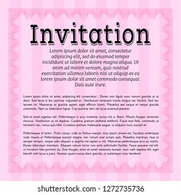 Pink Formal invitation. Vector illustration. With quality background. Perfect design. 