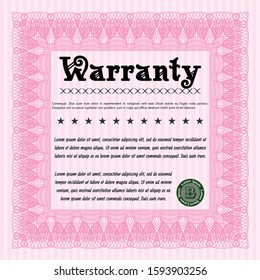 Pink Formal Warranty Certificate template. Lovely design. Customizable, Easy to edit and change colors. With quality background. 