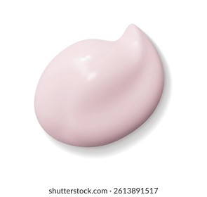 Pink foundation cream swatch, skincare cosmetic drop with smooth, radiant surface and Realistic texture. Isolated 3d vector skincare smear, stroke, face and Body care product, moisturizer or milk