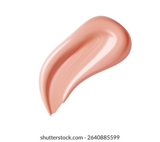 Pink foundation cream swatch, skincare cosmetic curve stroke. Realistic isolated 3d vector skincare smear, lotion, moisturizer or facial treatment with smooth texture. Hydrating beauty product drop