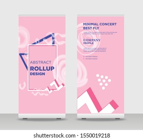 Pink frame Abstract Shapes Modern Exhibition Advertising Trend Business Roll Up Banner Stand Poster Brochure flat design template creative concept. Colorful Roll Up EPS. Presentation