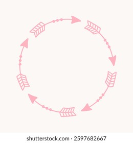 Pink Frame with Arrows. Clipart for designs, cards, invitations, fabrics, prints, stickers. Vector Illustration.