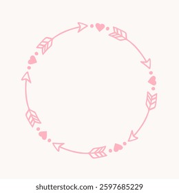 Pink Frame with Arrows. Clipart for designs, cards, invitations, fabrics, prints, stickers. Vector Illustration.