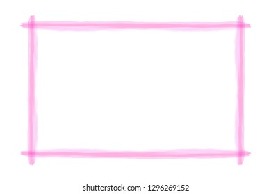 pink frame art line watercolor style for banner background and copy space, pink art line banner frame, pink art line frame in hand drawn style, border pink and white of frame background (vector)