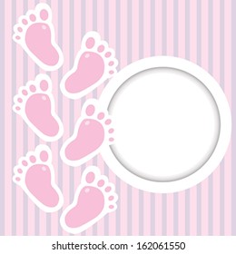 Pink frame with baby steps