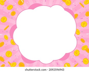 pink frame background with point coins and confetti