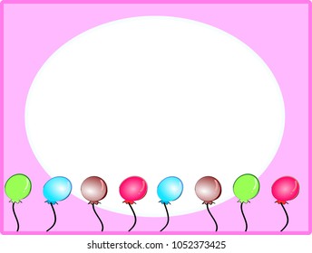 Pink frame and colorful balloons For text or picture education for children or basic picture.