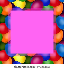 Pink frame of colorful of easter eggs

