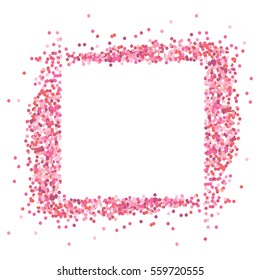Pink Frame From Pink Confetti. Romantic Background With Text Place. Vector Editable Illustration