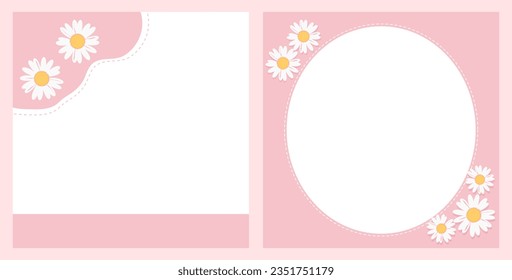 Pink frame with daisy flower vector illustration.