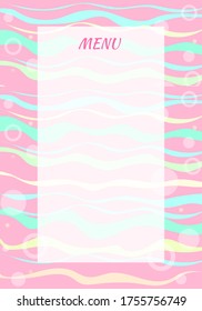 Pink frame design with waves and circles.