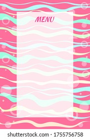 Pink frame design with waves and circles.