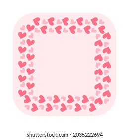 marco rosado con corazones, fondo cuadrado lindo rosado con borde corazón 