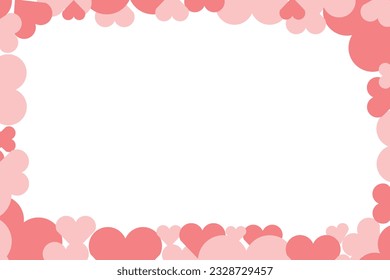 Pink frame with hearts on isolated white background. 