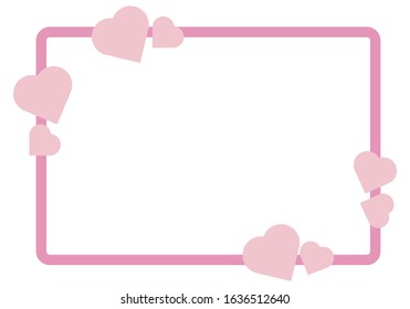 Pink frame with hearts for Valentine.