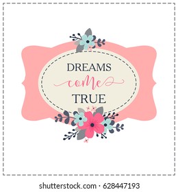 Pink frame with lettering and flowers