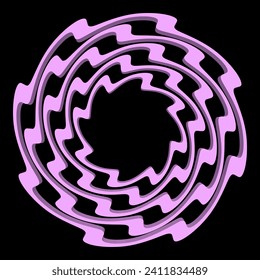 Marco rosa con estilo de arte óptico sobre fondo negro. Asombroso marco 3d para el diseño de textos y afiches.