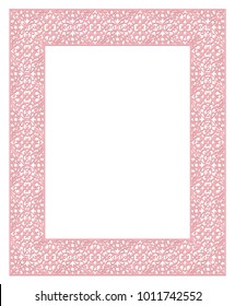 pink frame with ornament on white background