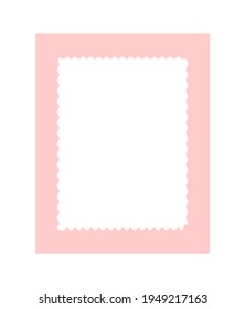 pink frame for photo or congratulation, simple frame with white wavy edge 