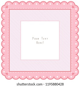 Pink frame with place for text vector illustration. Can be used for baby shower invitation and greeting card.