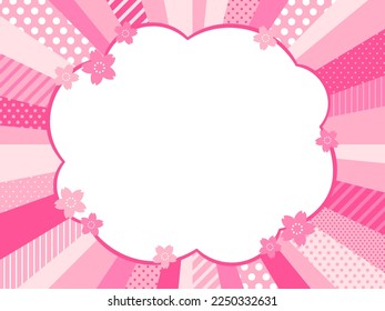 pink frame template with cherry blossoms and concentrated lines