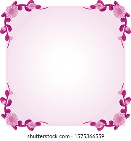 Plantilla de marco rosa con ilustración de flores