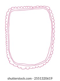 A pink frame with a white background. The frame is drawn in a cartoon style